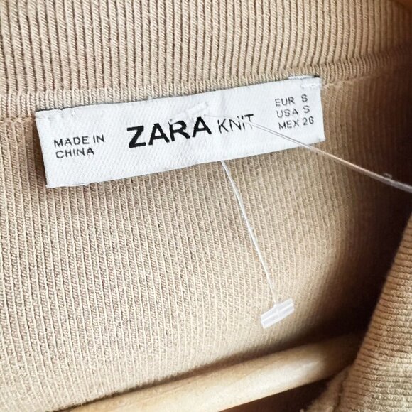Zara Knit Camel Beige wide Leg Jumpsuit S - Picture 5 of 6